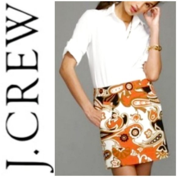 J. Crew Retro Cotton Floral Paisley Miniskirt Sz 4 - Picture 1 of 9